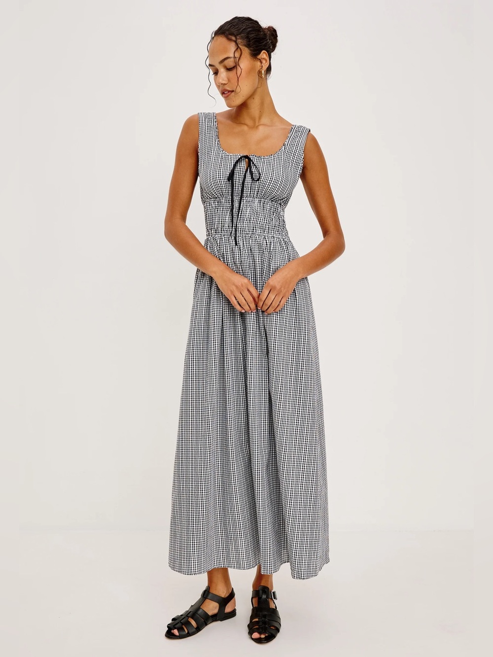 Rails Black and White Gingham Maxi Dress